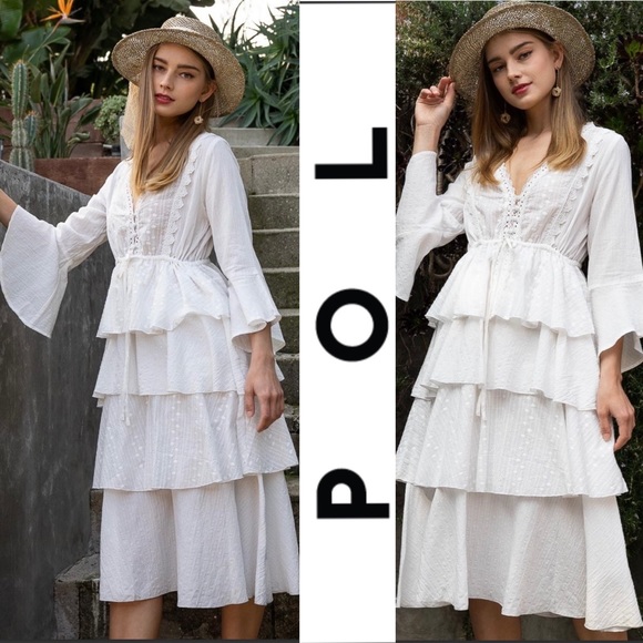 POL Dresses & Skirts - POL Romantic White Lace Dress